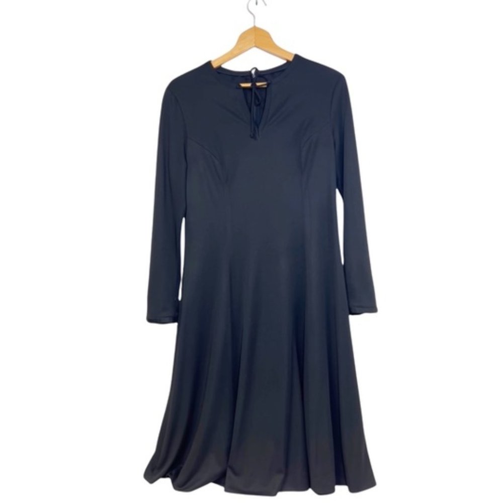 Vintage Edith Flagg California Classic Shift Dress Black Long Sleeves 19…